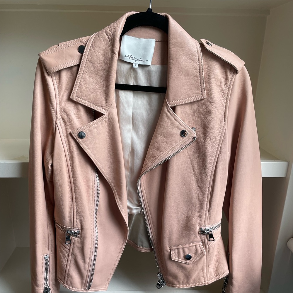 3.1 Phillip Lim light pink lamb leather jacket